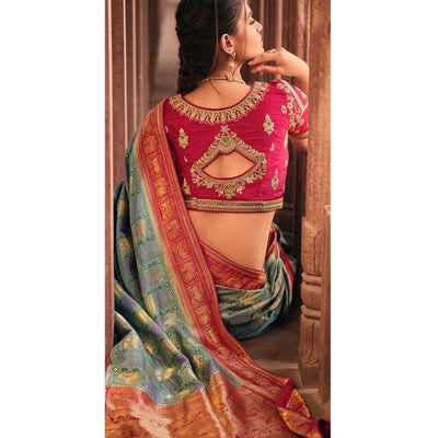 Light Purple Festive Wear Printed Woven Silk Saree