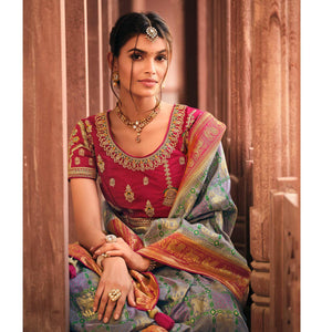 Light Purple Festive Wear Printed Woven Silk Saree