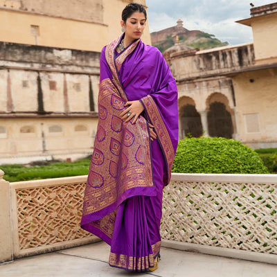 Light Purple Festive Wear Woven Soft Banarasi Silk Saree