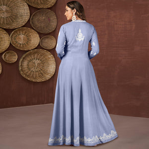 Light Purple Lucknowi Embroidered Rayon Gown