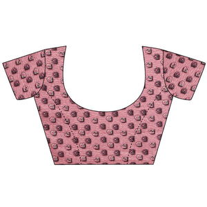 Light Purple Printed With Sequins Embroidered Cotton Silk Saree