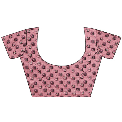 Light Purple Printed With Sequins Embroidered Cotton Silk Saree