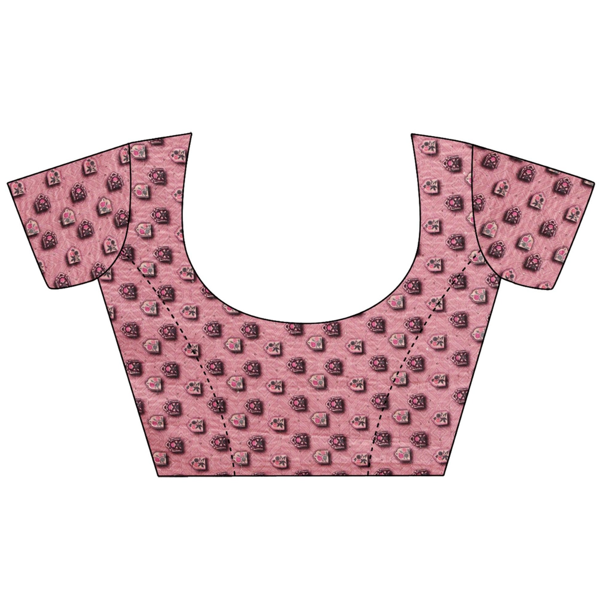 Light Purple Printed With Sequins Embroidered Cotton Silk Saree