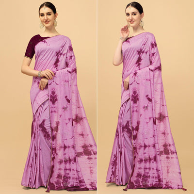 Light Purple Sequins Embroidered Chanderi Saree