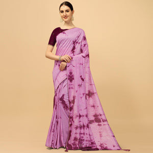 Light Purple Sequins Embroidered Chanderi Saree