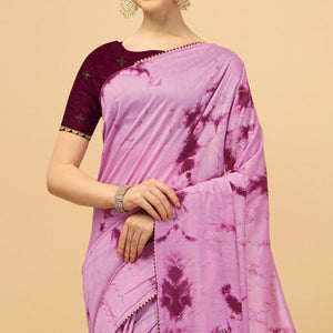 Light Purple Sequins Embroidered Chanderi Saree