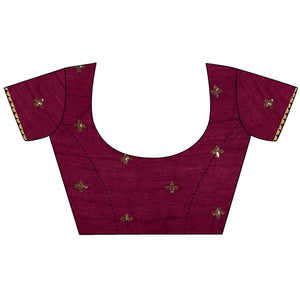 Light Purple Sequins Embroidered Chanderi Saree