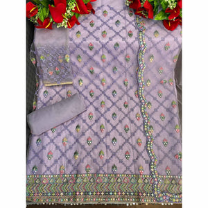 Light Purple Sequins Embroidered Netted Sharara Suit