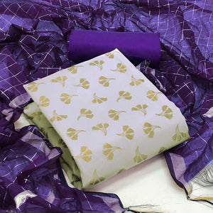 Light Purple Woven Banarasi Silk Dress Material