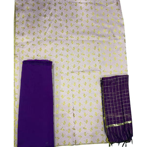 Light Purple Woven Banarasi Silk Dress Material