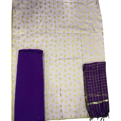 Light Purple Woven Banarasi Silk Dress Material