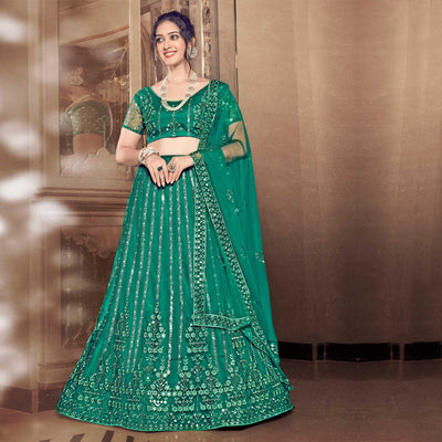 Light Rama Partywear Thread Sequins Soft Net Lehenga Choli