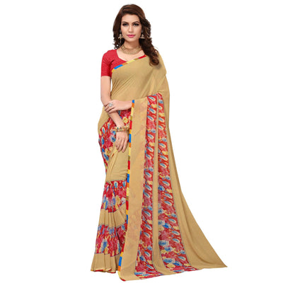 Light Yellow Casual Wear Georgette Saree