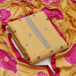Light Yellow Festive Wear Gotta Plus Handwork Cotton Dress Material
