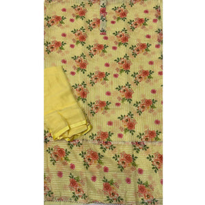 Light Yellow Festive Wear Sequins Embroidered Georgette Dress Material