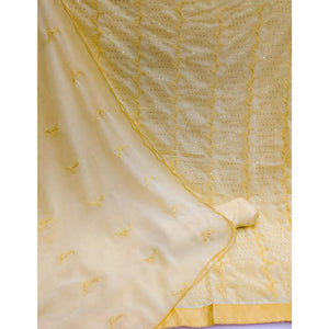 Light Yellow Festive Wear Sequins Embroidered Georgette Dress Material