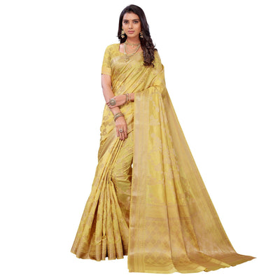Light Yellow Festive Wear Woven Art Silk Saree