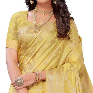 Light Yellow Festive Wear Woven Art Silk Saree