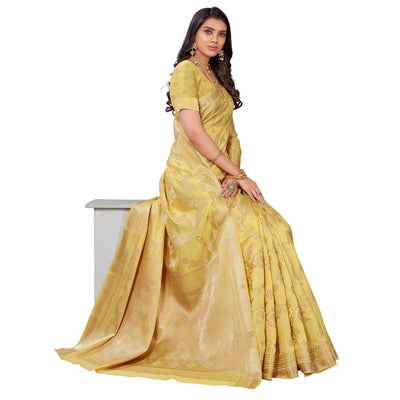 Light Yellow Festive Wear Woven Art Silk Saree