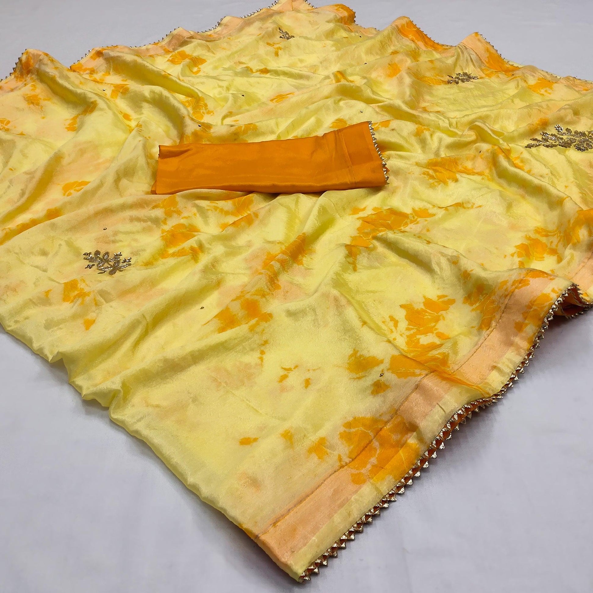Light Yellow Printed Chiffon Saree