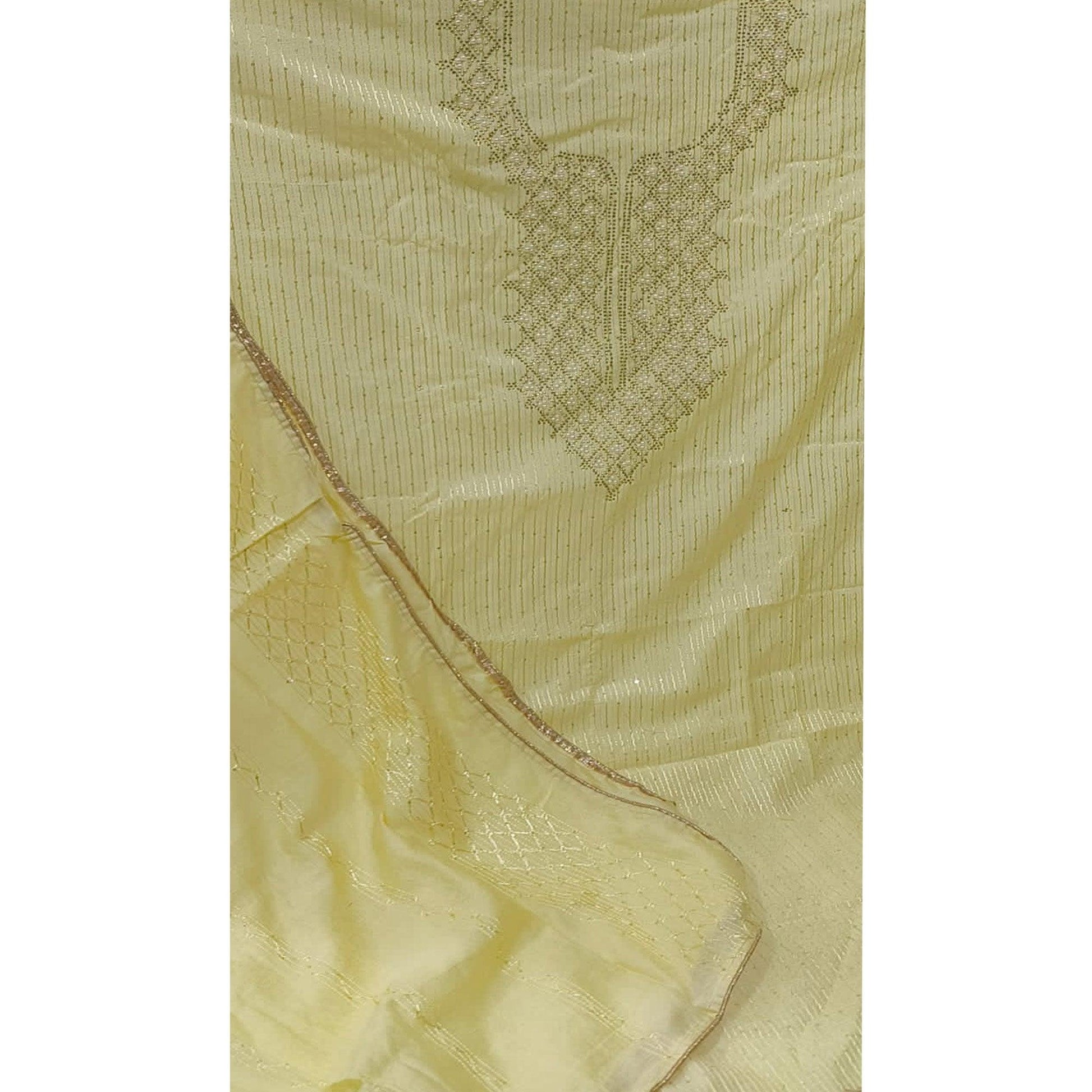 Light Yellow Sequins Embroidered Dress Material