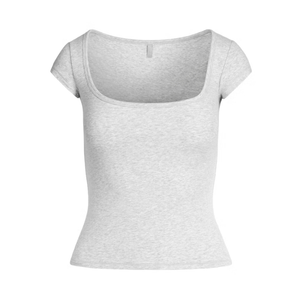 Skims Cotton Jersey Scoop Neck T-Shirt Light Heather Grey
