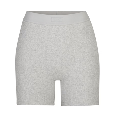Skims Cotton Rib Boxer Light Heather Grey