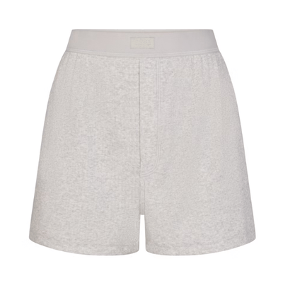Skims Cotton Rib Loose Boxer Light Heather Grey