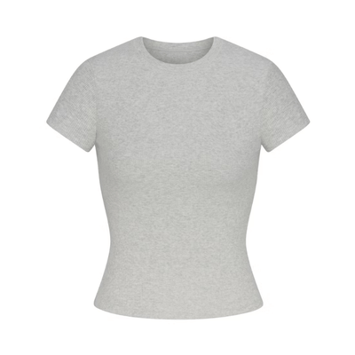 Skims Cotton Rib T-Shirt Light Heather Grey