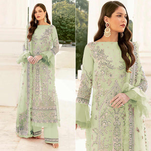 Lime Green Embroidered Netted Pakistani Suit
