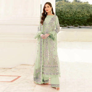 Lime Green Embroidered Netted Pakistani Suit