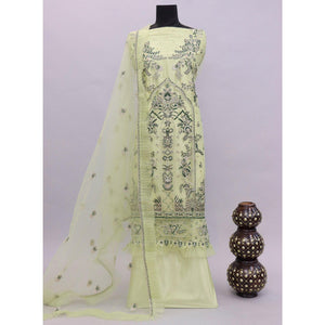 Lime Green Embroidered Netted Pakistani Suit