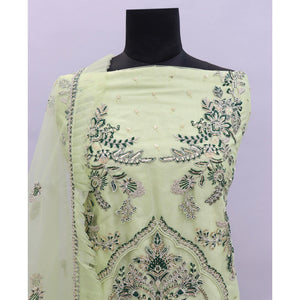 Lime Green Embroidered Netted Pakistani Suit