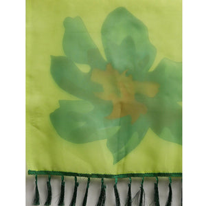Lime Green Partywear Printed Organza Saree