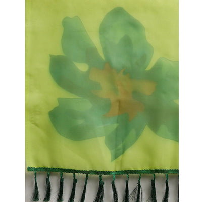 Lime Green Partywear Printed Organza Saree