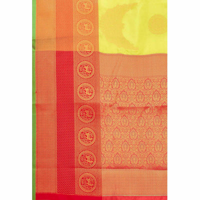 Lime Green Woven Banarasi Silk Saree