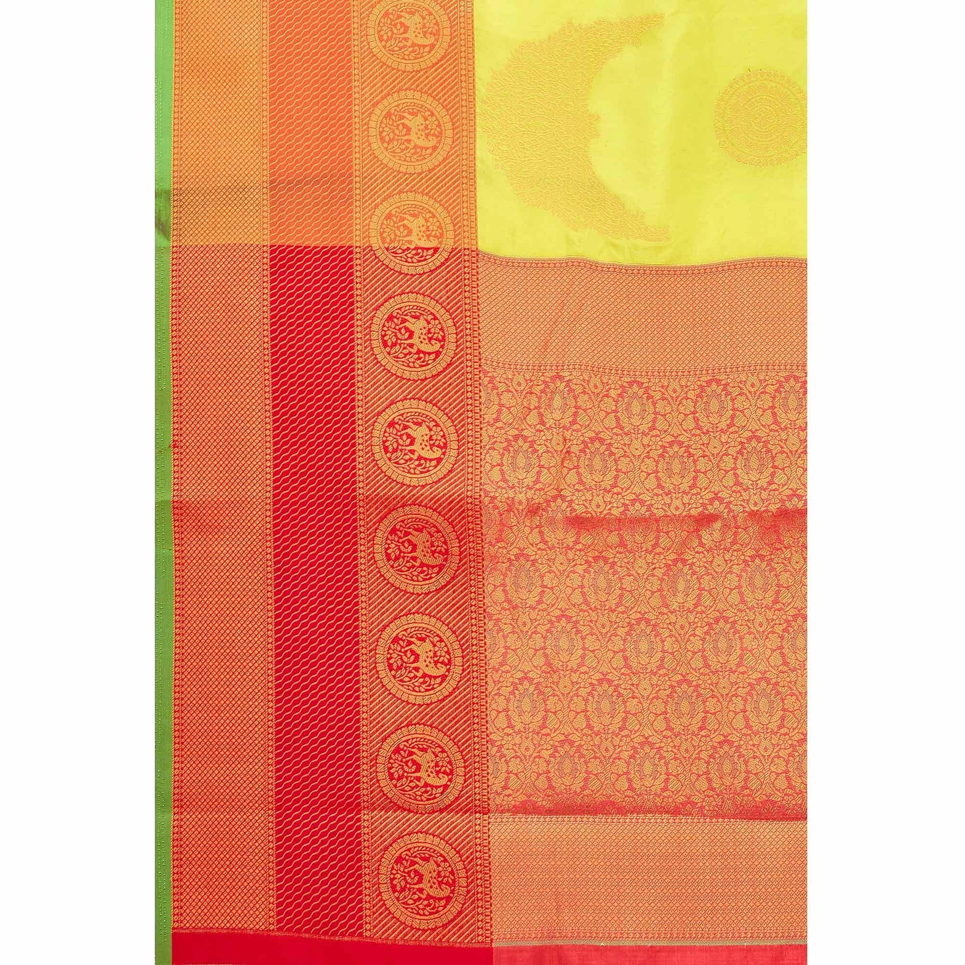 Lime Green Woven Banarasi Silk Saree