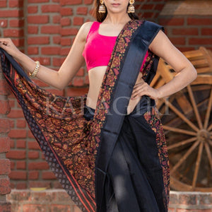 Beautiful Black Cotton Linen Saree
