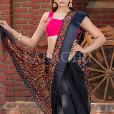 Beautiful Black Cotton Linen Saree