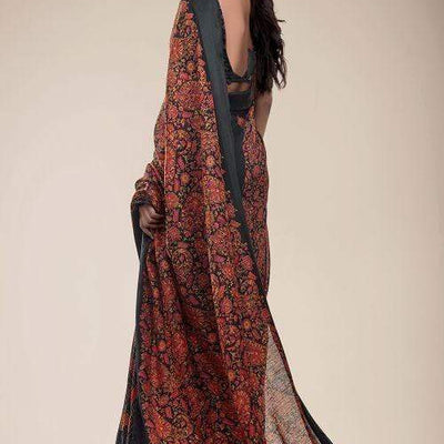 Black Russian Printed Linen Saree