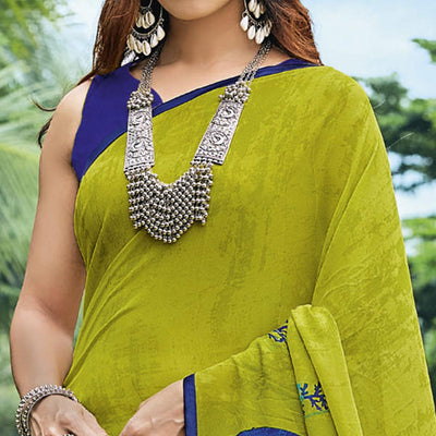 Liril Green Casual Wear Floral Printed Georgette Saree