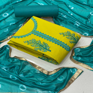 Liril Yellow Casual Wear Embroidered Cotton Dress Material