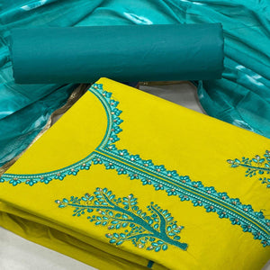 Liril Yellow Casual Wear Embroidered Cotton Dress Material