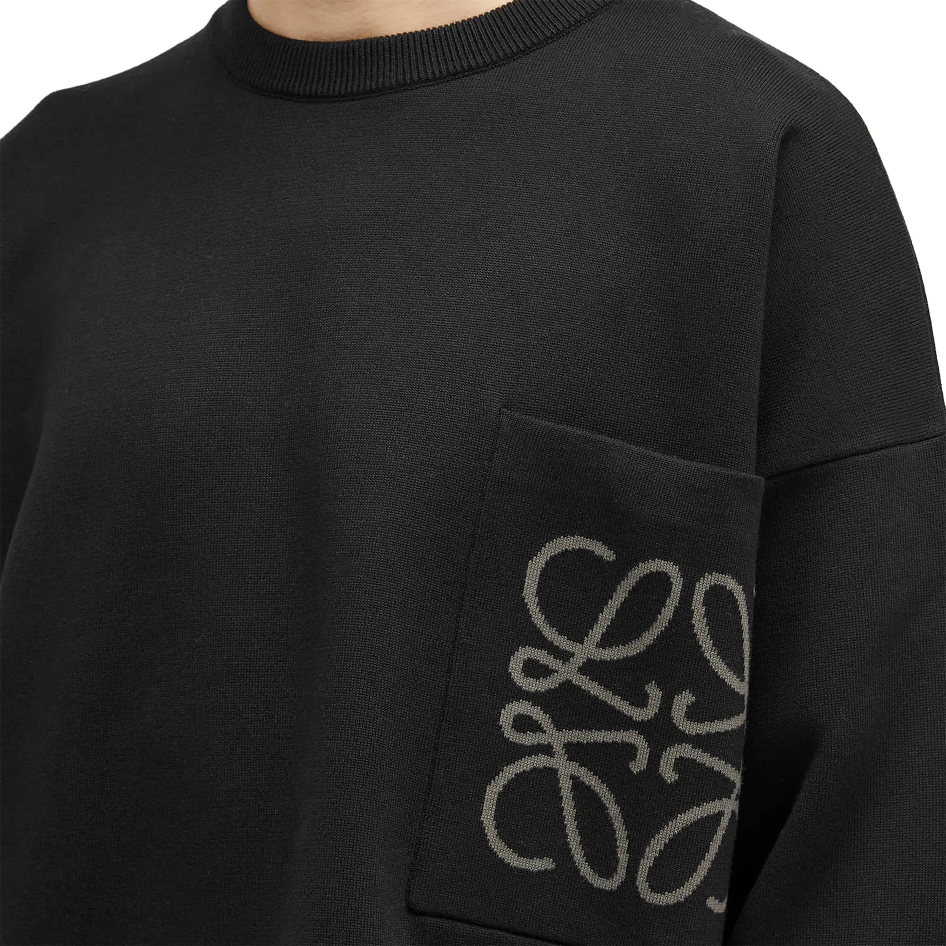 Loewe Anagram Pocket Cotton and Viscose Black Sweatshirt