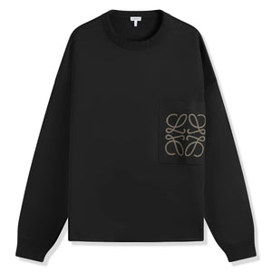 Loewe Anagram Pocket Cotton and Viscose Black Sweatshirt
