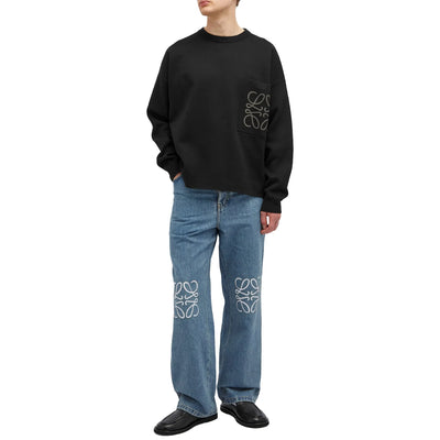 Loewe Anagram Pocket Cotton and Viscose Black Sweatshirt
