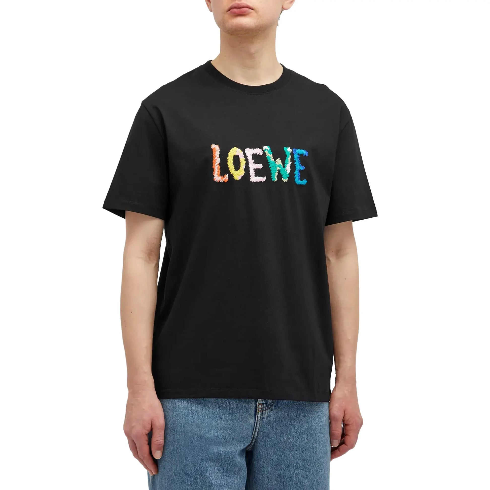 Loewe Embroidered Relaxed Fit Black T Shirt