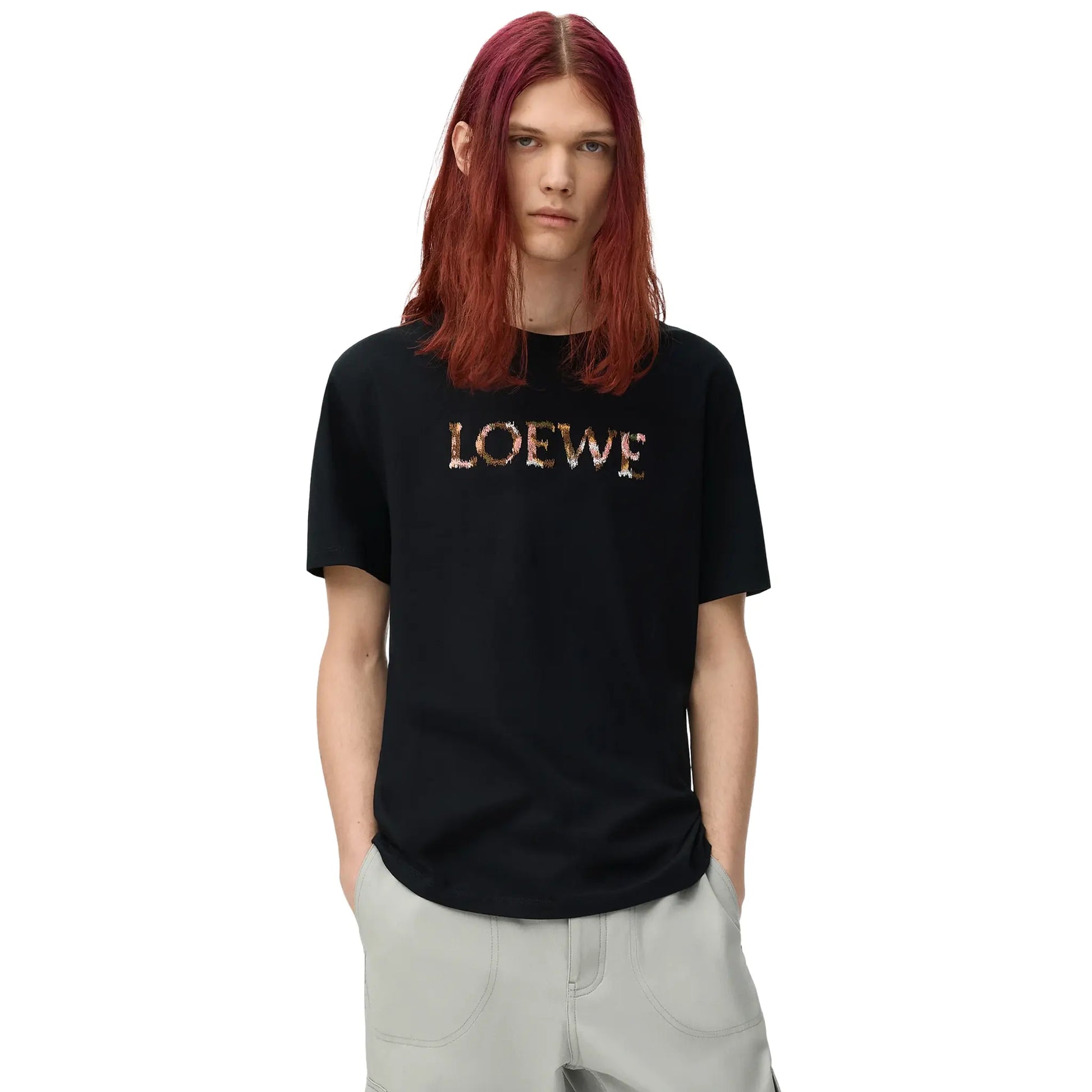 Loewe Relaxed Fit Logo Embroidery Black T-Shirt