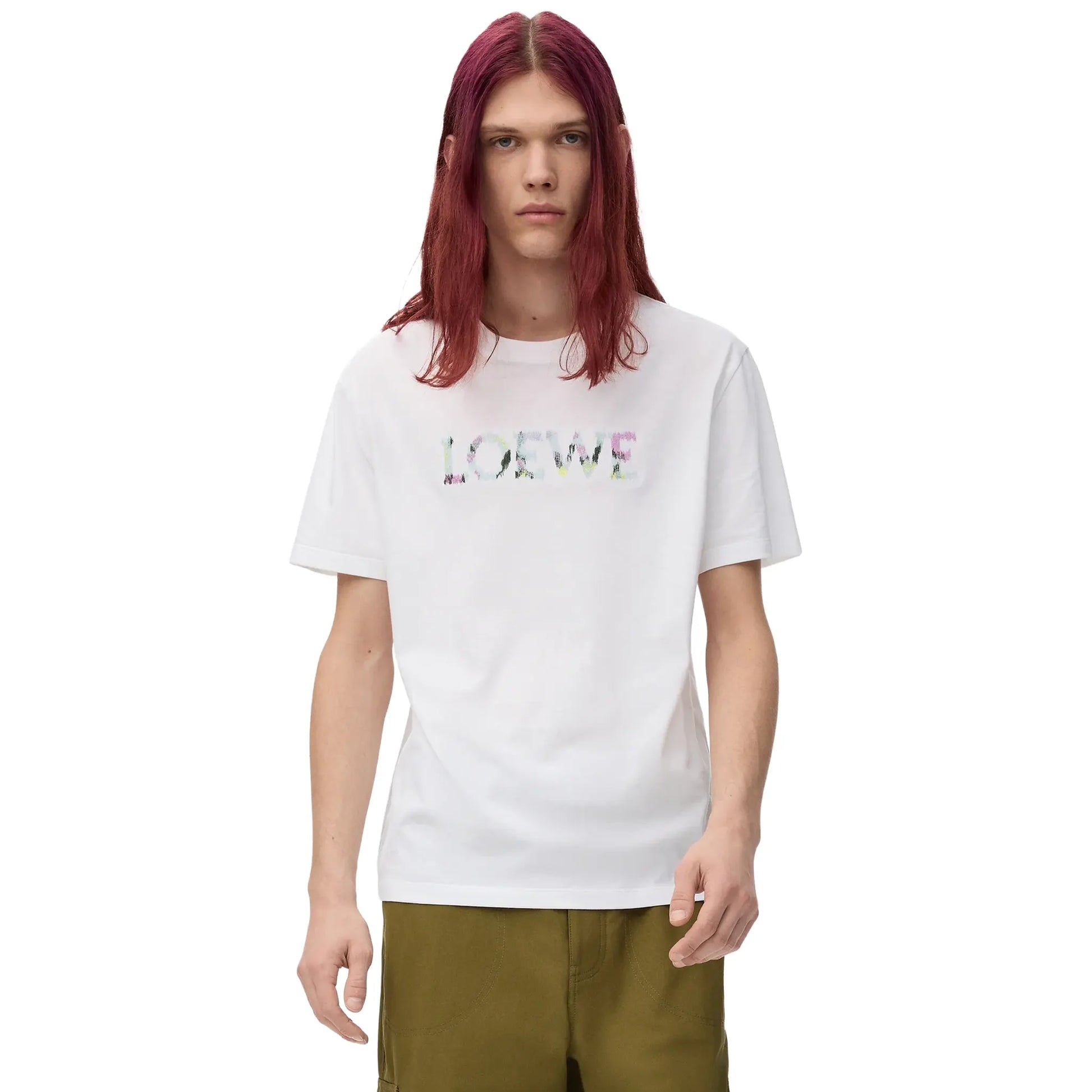 Loewe Relaxed Fit Embroidery Cotton White T-Shirt