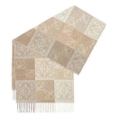 Loewe Wool and Cashmere White Beige Scarf